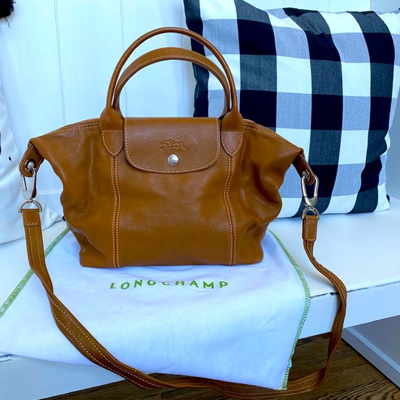 longchamp le pliage cuir camel